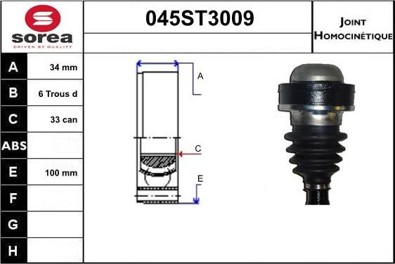 STARTCAR 045ST3009 - Jeu de joints, arbre de transmission cwaw.fr