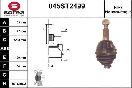 STARTCAR 045ST2499 - Jeu de joints, arbre de transmission cwaw.fr