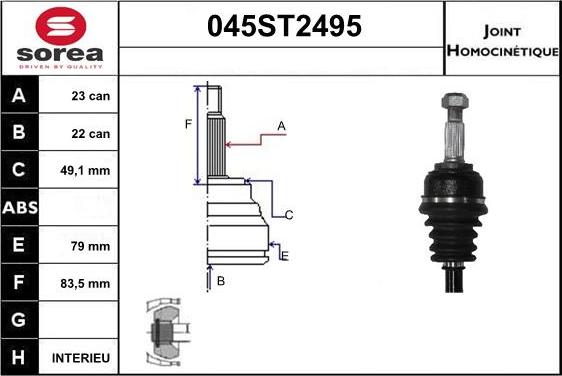 STARTCAR 045ST2495 - Jeu de joints, arbre de transmission cwaw.fr