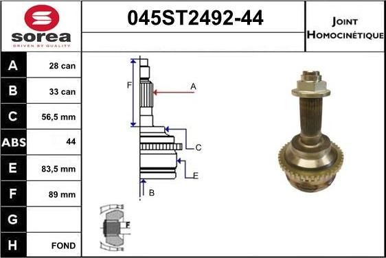 STARTCAR 045ST2492-44 - Jeu de joints, arbre de transmission cwaw.fr