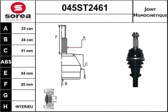 STARTCAR 045ST2461 - Jeu de joints, arbre de transmission cwaw.fr