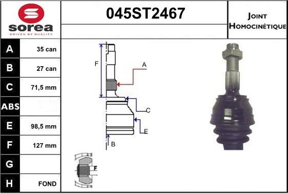 STARTCAR 045ST2467 - Jeu de joints, arbre de transmission cwaw.fr