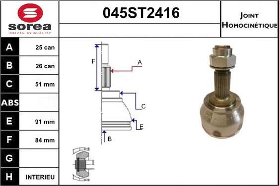 STARTCAR 045ST2416 - Jeu de joints, arbre de transmission cwaw.fr