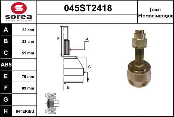 STARTCAR 045ST2418 - Jeu de joints, arbre de transmission cwaw.fr