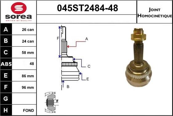 STARTCAR 045ST2484-48 - Jeu de joints, arbre de transmission cwaw.fr