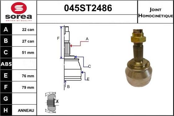 STARTCAR 045ST2486 - Jeu de joints, arbre de transmission cwaw.fr