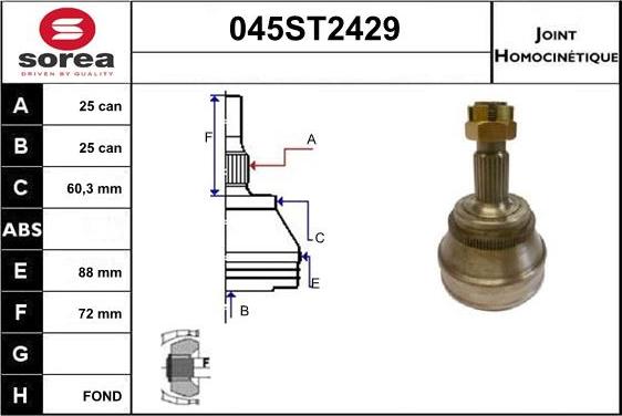 STARTCAR 045ST2429 - Jeu de joints, arbre de transmission cwaw.fr