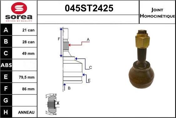 STARTCAR 045ST2425 - Jeu de joints, arbre de transmission cwaw.fr