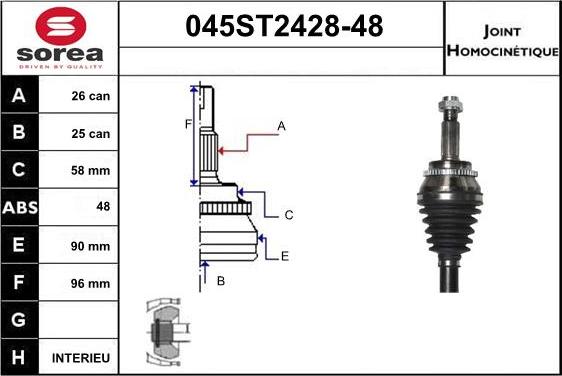 STARTCAR 045ST2428-48 - Jeu de joints, arbre de transmission cwaw.fr