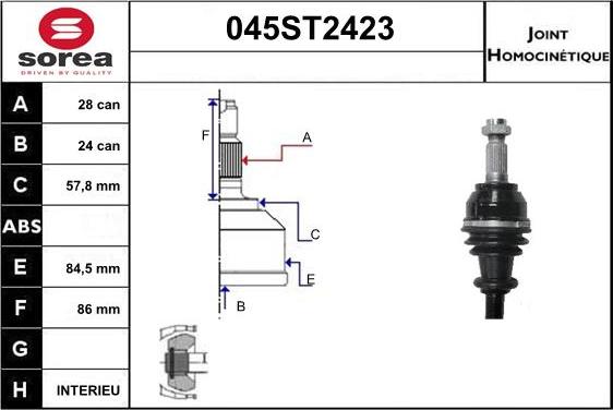 STARTCAR 045ST2423 - Jeu de joints, arbre de transmission cwaw.fr