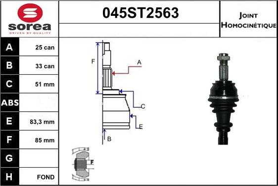 STARTCAR 045ST2563 - Jeu de joints, arbre de transmission cwaw.fr