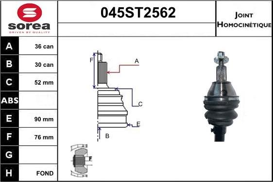 STARTCAR 045ST2562 - Jeu de joints, arbre de transmission cwaw.fr