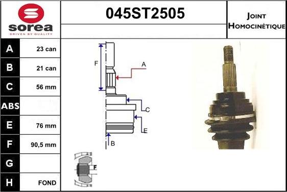 STARTCAR 045ST2505 - Jeu de joints, arbre de transmission cwaw.fr