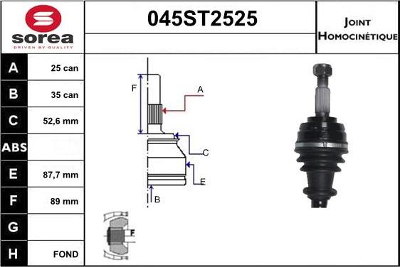 STARTCAR 045ST2525 - Jeu de joints, arbre de transmission cwaw.fr