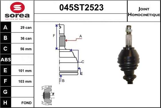 STARTCAR 045ST2523 - Jeu de joints, arbre de transmission cwaw.fr