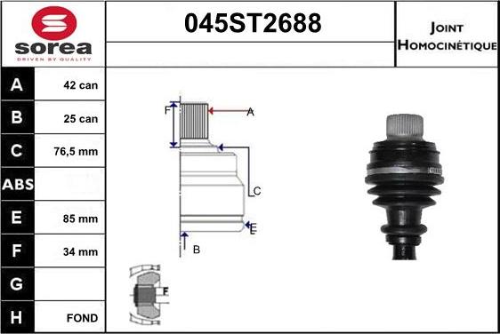 STARTCAR 045ST2688 - Jeu de joints, arbre de transmission cwaw.fr