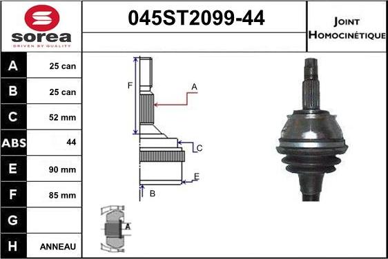 STARTCAR 045ST2099-44 - Jeu de joints, arbre de transmission cwaw.fr