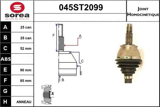 STARTCAR 045ST2099 - Jeu de joints, arbre de transmission cwaw.fr