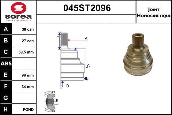 STARTCAR 045ST2096 - Jeu de joints, arbre de transmission cwaw.fr