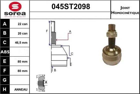 STARTCAR 045ST2098 - Jeu de joints, arbre de transmission cwaw.fr