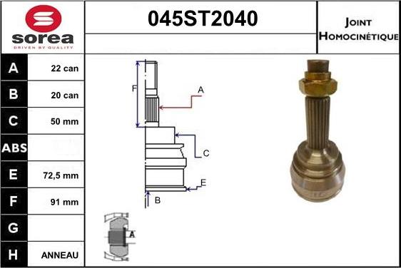 STARTCAR 045ST2040 - Jeu de joints, arbre de transmission cwaw.fr