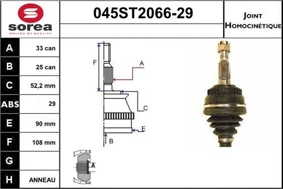 STARTCAR 045ST2066-29 - Jeu de joints, arbre de transmission cwaw.fr