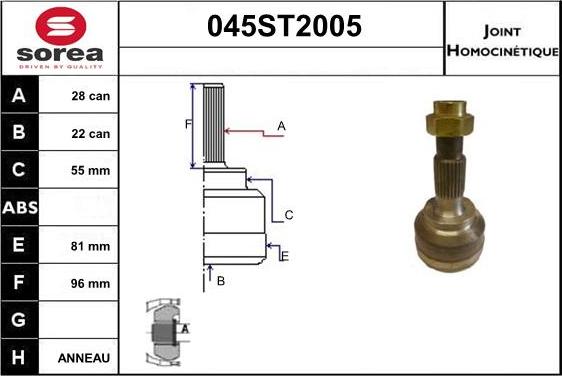 STARTCAR 045ST2005 - Jeu de joints, arbre de transmission cwaw.fr