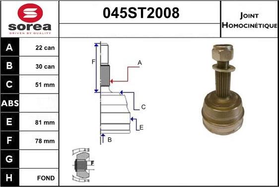 STARTCAR 045ST2008 - Jeu de joints, arbre de transmission cwaw.fr