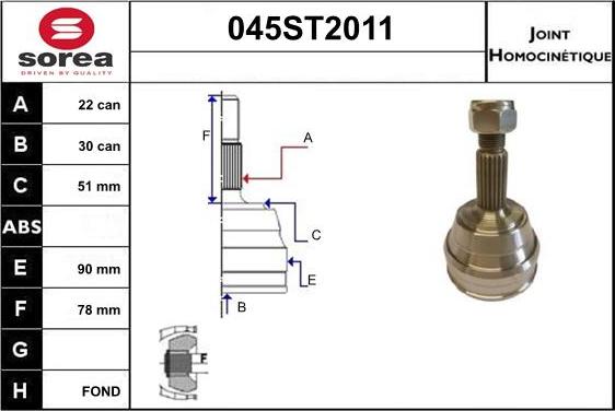 STARTCAR 045ST2011 - Jeu de joints, arbre de transmission cwaw.fr