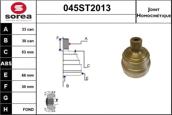 STARTCAR 045ST2013 - Jeu de joints, arbre de transmission cwaw.fr