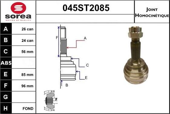 STARTCAR 045ST2085 - Jeu de joints, arbre de transmission cwaw.fr