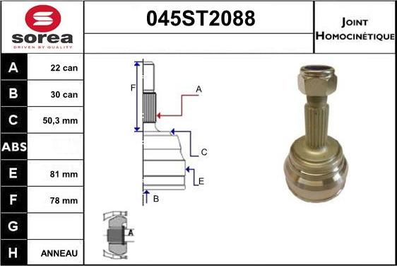 STARTCAR 045ST2088 - Jeu de joints, arbre de transmission cwaw.fr