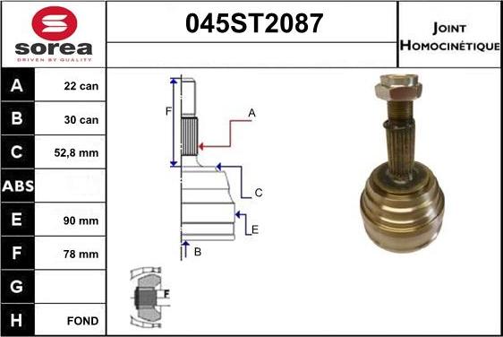 STARTCAR 045ST2087 - Jeu de joints, arbre de transmission cwaw.fr