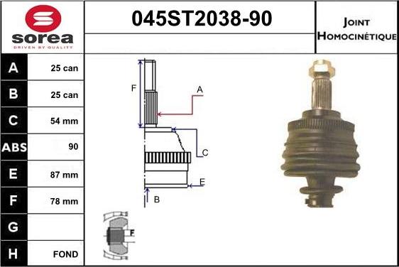 STARTCAR 045ST2038-90 - Jeu de joints, arbre de transmission cwaw.fr