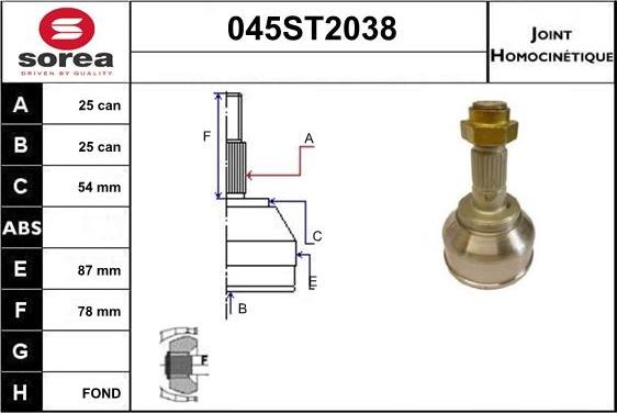 STARTCAR 045ST2038 - Jeu de joints, arbre de transmission cwaw.fr