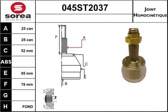 STARTCAR 045ST2037 - Jeu de joints, arbre de transmission cwaw.fr