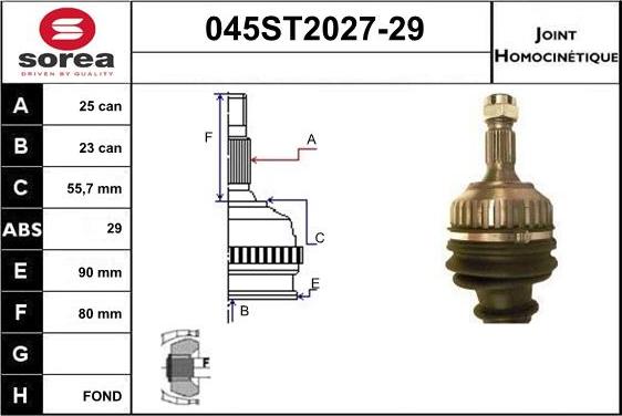 STARTCAR 045ST2027-29 - Jeu de joints, arbre de transmission cwaw.fr