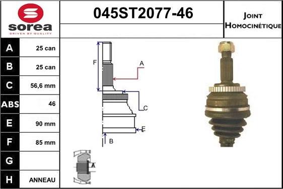 STARTCAR 045ST2077-46 - Jeu de joints, arbre de transmission cwaw.fr