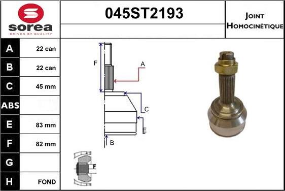 STARTCAR 045ST2193 - Jeu de joints, arbre de transmission cwaw.fr