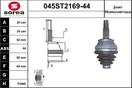 STARTCAR 045ST2169-44 - Jeu de joints, arbre de transmission cwaw.fr