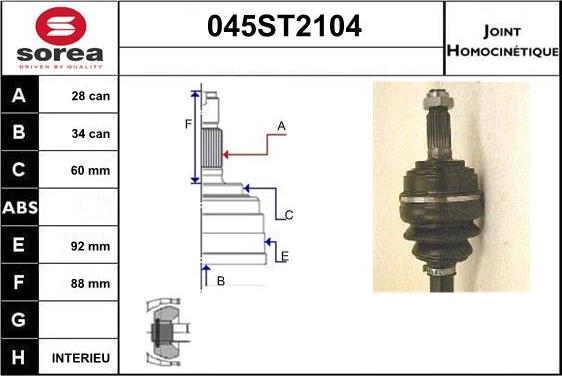 STARTCAR 045ST2104 - Jeu de joints, arbre de transmission cwaw.fr