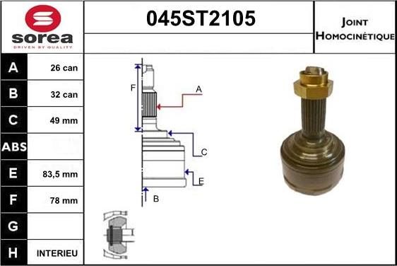 STARTCAR 045ST2105 - Jeu de joints, arbre de transmission cwaw.fr