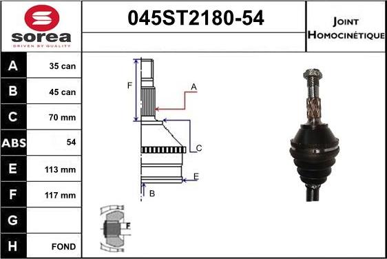 STARTCAR 045ST2180-54 - Jeu de joints, arbre de transmission cwaw.fr