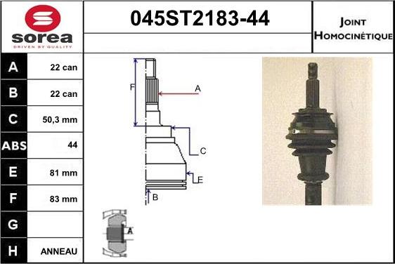 STARTCAR 045ST2183-44 - Jeu de joints, arbre de transmission cwaw.fr