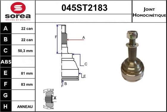 STARTCAR 045ST2183 - Jeu de joints, arbre de transmission cwaw.fr