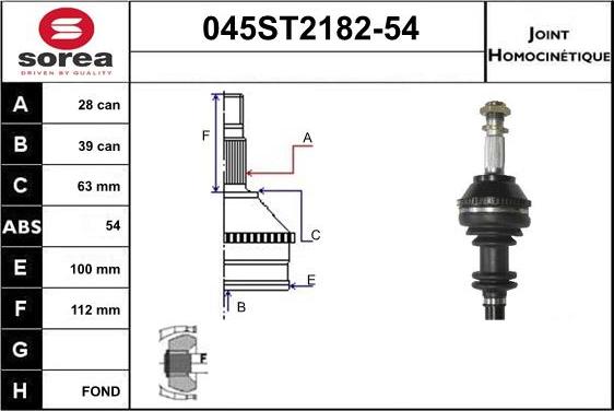 STARTCAR 045ST2182-54 - Jeu de joints, arbre de transmission cwaw.fr