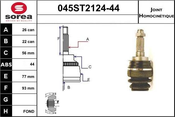 STARTCAR 045ST2124-44 - Jeu de joints, arbre de transmission cwaw.fr