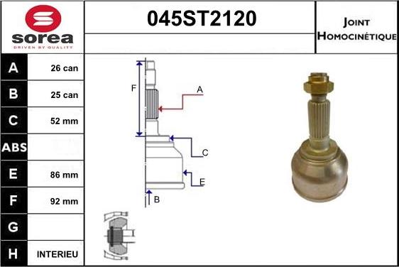 STARTCAR 045ST2120 - Jeu de joints, arbre de transmission cwaw.fr