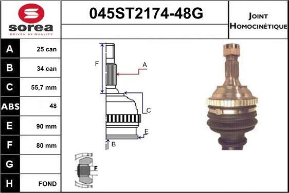 STARTCAR 045ST2174-48G - Jeu de joints, arbre de transmission cwaw.fr