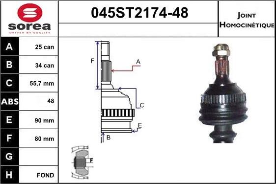 STARTCAR 045ST2174-48 - Jeu de joints, arbre de transmission cwaw.fr